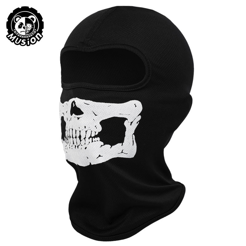 Musion Call of Duty Mask COD Ghost Mask Breathable Mesh Rider Balaclava Stretch Full Face Balaklava Tube Skull Print Mask Black Ghosts Print Motorcycle Mask Halloween Costume for Party and Halloween Cosplay