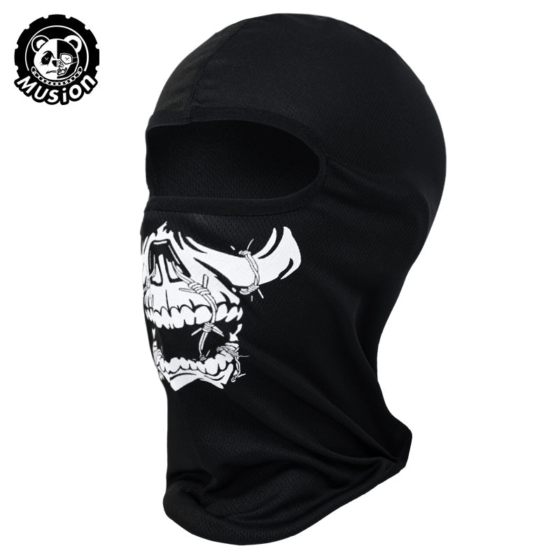 Musion Call of Duty Mask COD Ghost Mask Breathable Mesh Rider Balaclava Stretch Full Face Balaklava Tube Skull Print Mask Black Ghosts Print Motorcycle Mask Halloween Costume for Party and Halloween Cosplay