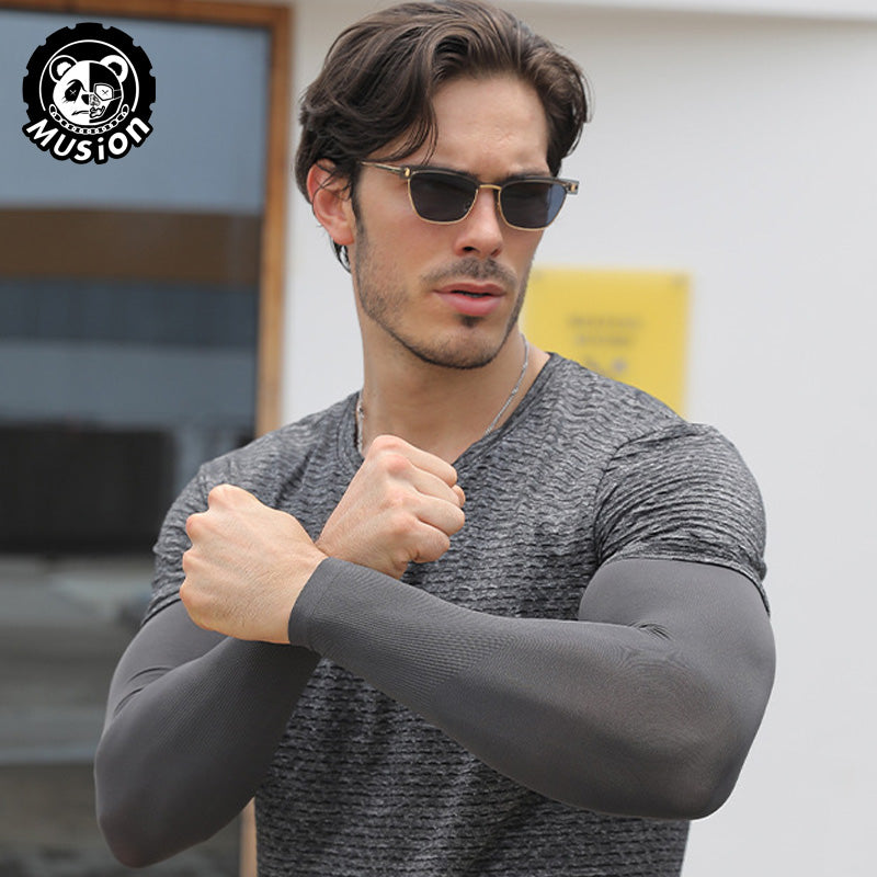 Musion High Elastic Plus Size XXL Arm Sleeves Sun Protection Hand Sock Extended and Widened Big Size Sleeve for Muscular Men
